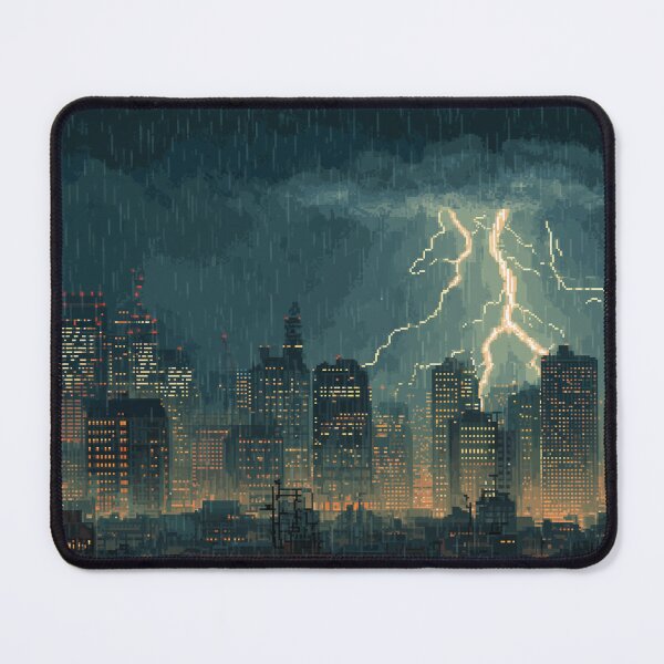 Item preview, Pixel Thunderstorm Over the City designed and sold by Rtymer.