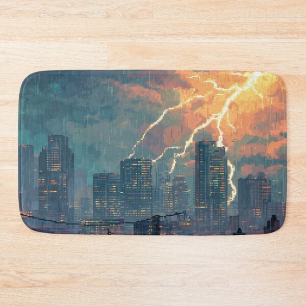 Item preview, Pixel Thunderstorm Over the City designed and sold by Rtymer.