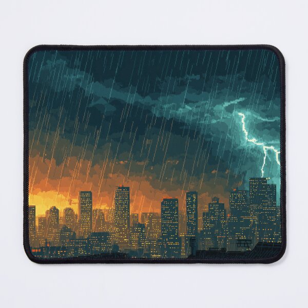 Item preview, Pixel Thunderstorm Over the City designed and sold by Rtymer.
