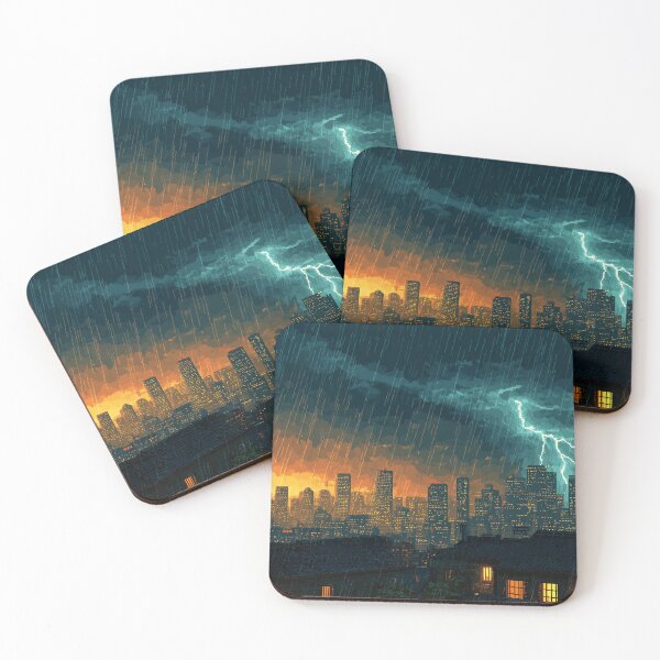 Item preview, Pixel Thunderstorm Over the City designed and sold by Rtymer.