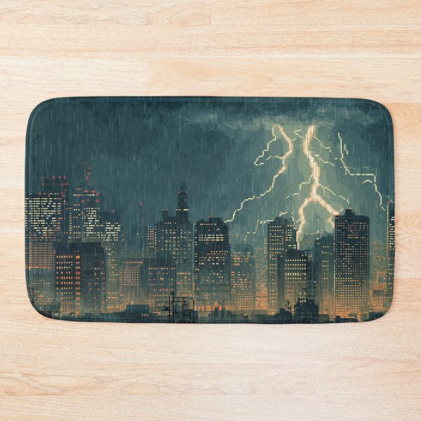 Item preview, Pixel Thunderstorm Over the City designed and sold by Rtymer.