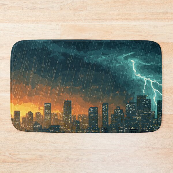 Item preview, Pixel Thunderstorm Over the City designed and sold by Rtymer.