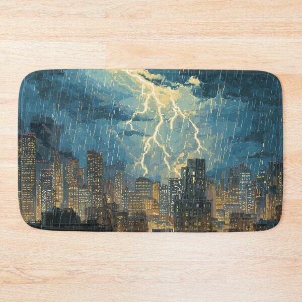 Item preview, Pixel Thunderstorm Over the City designed and sold by Rtymer.