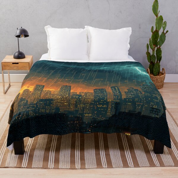 Item preview, Pixel Thunderstorm Over the City designed and sold by Rtymer.