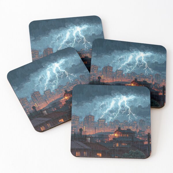 Item preview, Pixel Thunderstorm Over the City designed and sold by Rtymer.
