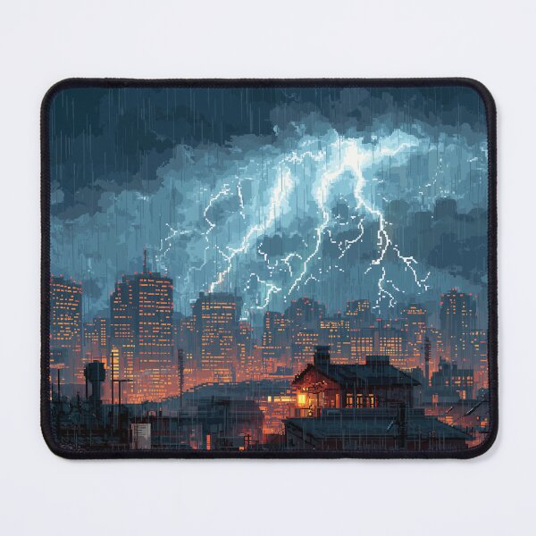 Item preview, Pixel Thunderstorm Over the City designed and sold by Rtymer.
