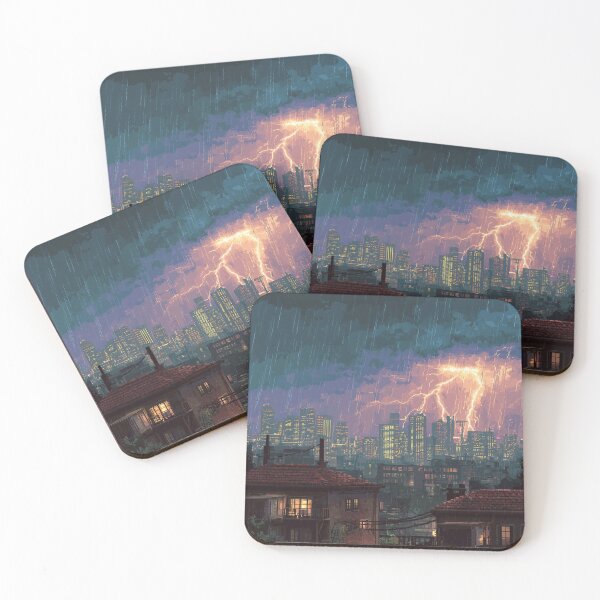 Item preview, Pixel Thunderstorm Over the City designed and sold by Rtymer.