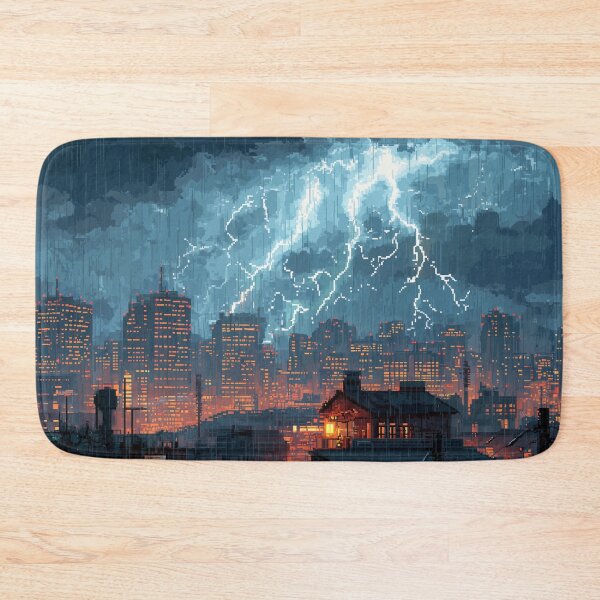 Item preview, Pixel Thunderstorm Over the City designed and sold by Rtymer.