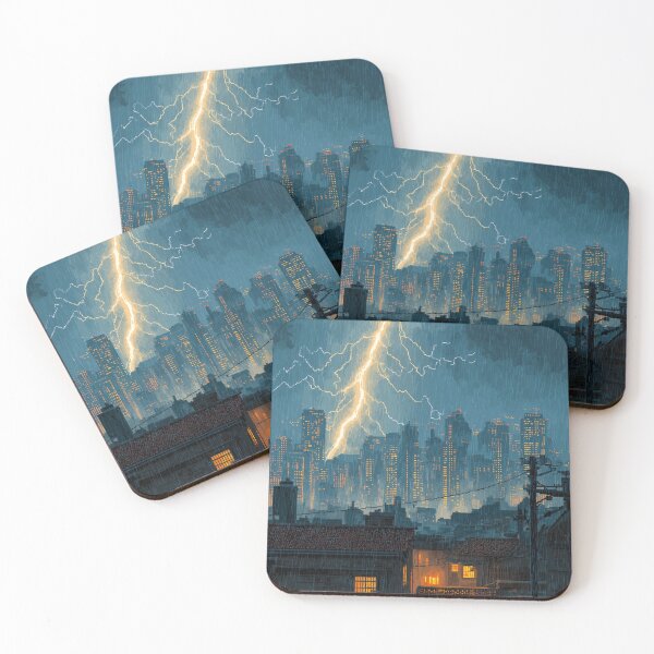 Item preview, Pixel Thunderstorm Over the City designed and sold by Rtymer.