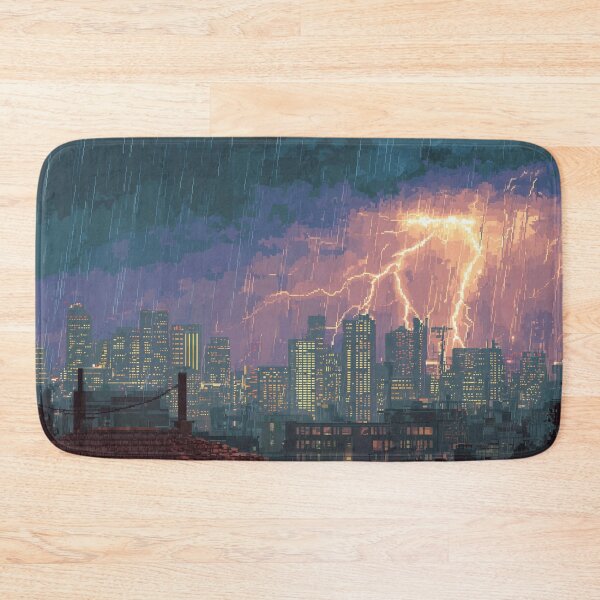Item preview, Pixel Thunderstorm Over the City designed and sold by Rtymer.