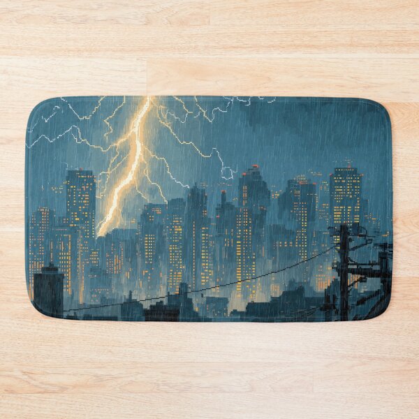 Item preview, Pixel Thunderstorm Over the City designed and sold by Rtymer.