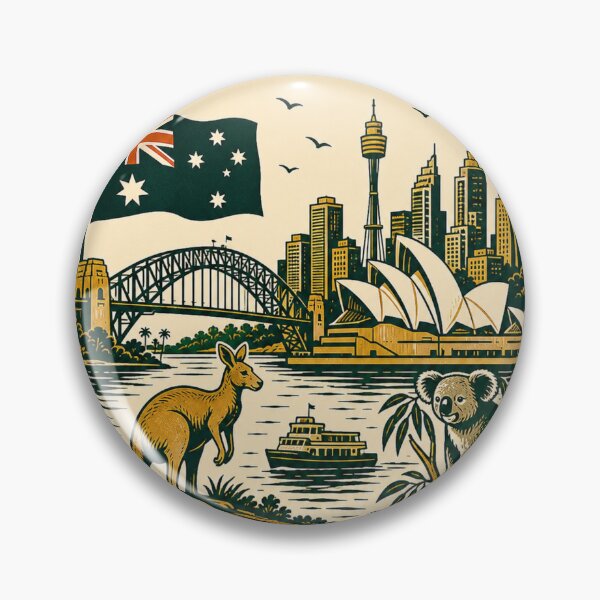 Item preview, Australia Travel Badge  designed and sold by PamLeeDesign.