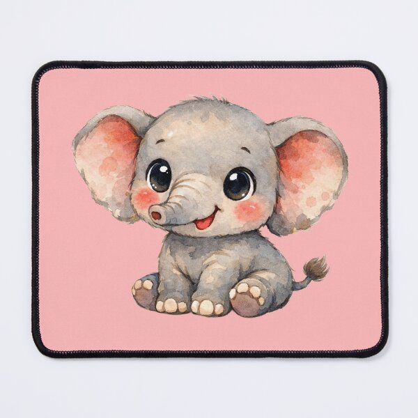 Item preview, The 40,000-Muscle Smirk: Vintage Watercolor African Elephant Calf designed and sold by FreiherrPK.