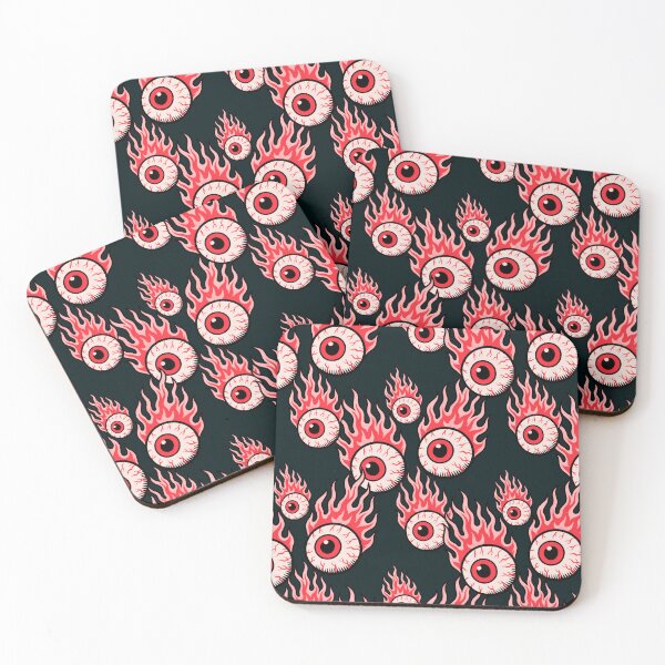 Item preview, Flaming Eyeball Pattern Retro Horror Punk Alt Design designed and sold by Veata.