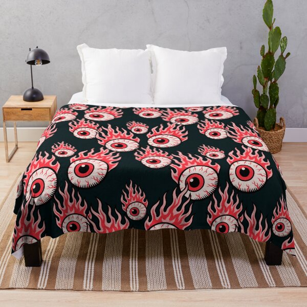 Item preview, Flaming Eyeball Pattern Retro Horror Punk Alt Design designed and sold by Veata.