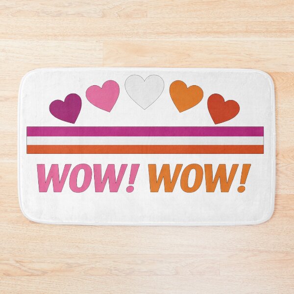 Item preview, Lesbian Pride Hearts "WOW! WOW!" Retro Stripe Graphic designed and sold by Owcomm.