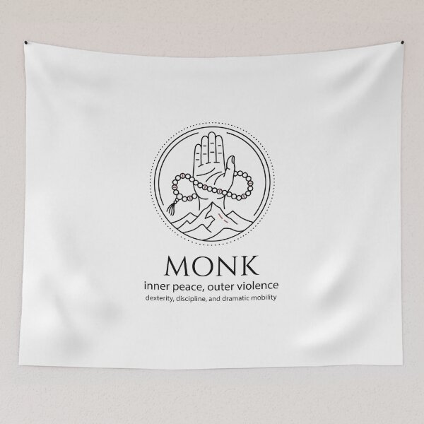 Item preview, Monk Inner Peace Outer Violence Dexterity Discipline And Dramatic Mobility designed and sold by Fenay Designs.