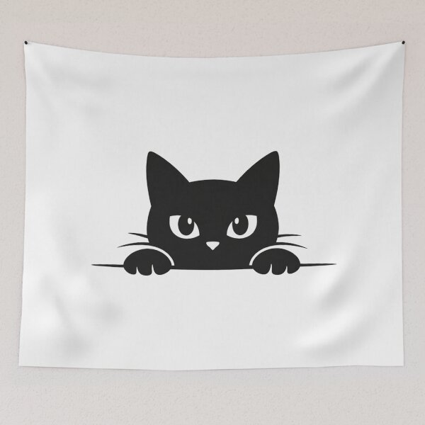 Item preview, Peeking Black Cat Head and Paws Minimalist Illustration designed and sold by Owcomm.