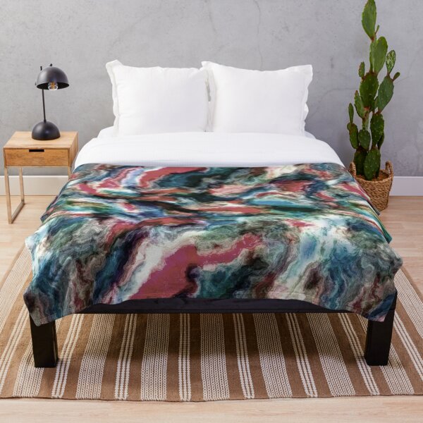 Item preview, Teal Blue Coral Red Watercolor Swirls Art Pattern designed and sold by LC Graphic Design Studio.