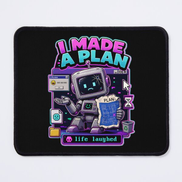 Item preview, Made a Plan Life Laughed Retro Robot – Dark Humor 90s Aesthetic Kawaii Tech Glitch Design designed and sold by Rude Bot.