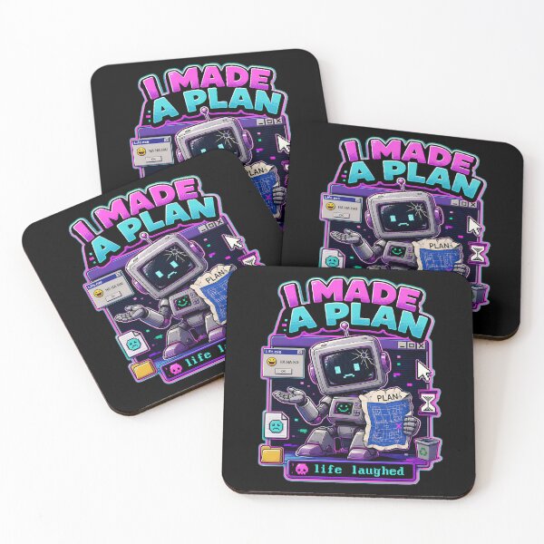 Item preview, Made a Plan Life Laughed Retro Robot – Dark Humor 90s Aesthetic Kawaii Tech Glitch Design designed and sold by Rude Bot.