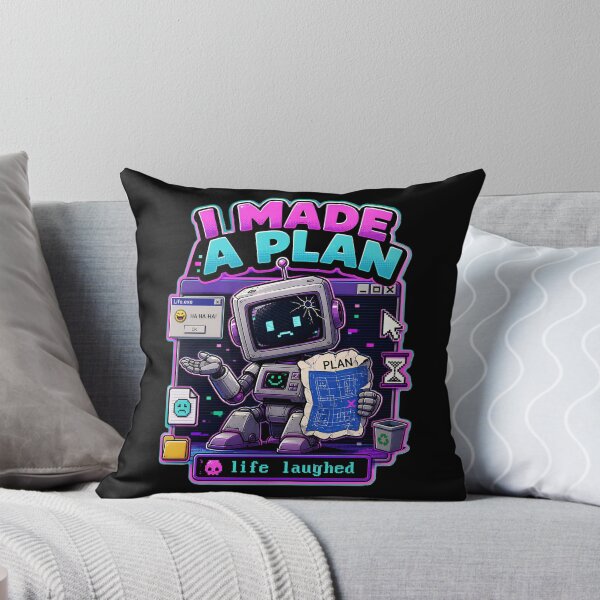 Item preview, Made a Plan Life Laughed Retro Robot – Dark Humor 90s Aesthetic Kawaii Tech Glitch Design designed and sold by Rude Bot.