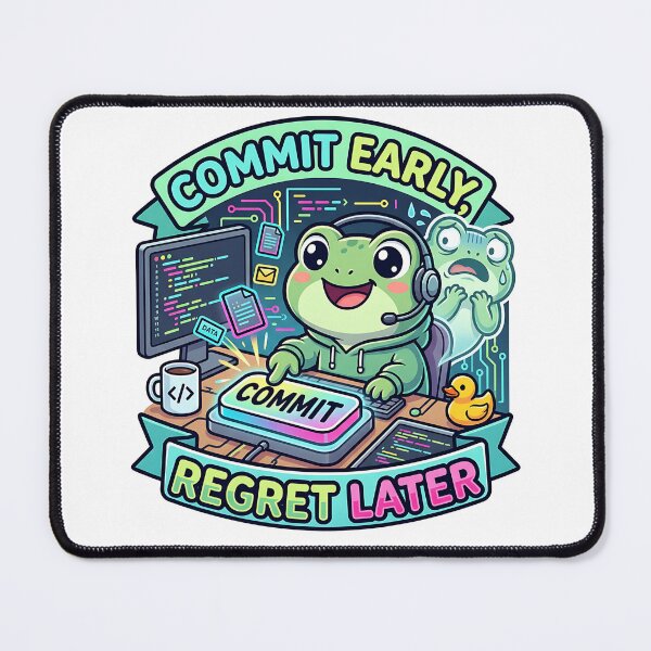 Item preview, Commit Early Regret Later Funny Coder Frog designed and sold by Urben Loop.
