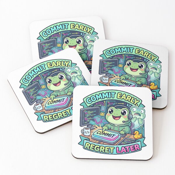 Item preview, Commit Early Regret Later Funny Coder Frog designed and sold by Urben Loop.