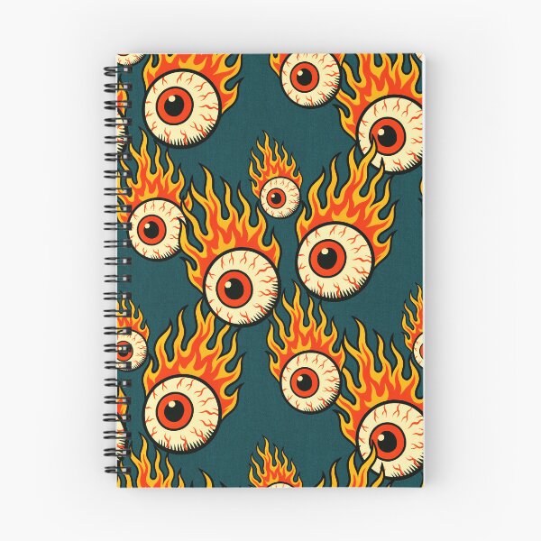 Item preview, Flaming Eyeball Pattern Retro Horror  Deep Teal designed and sold by Veata.