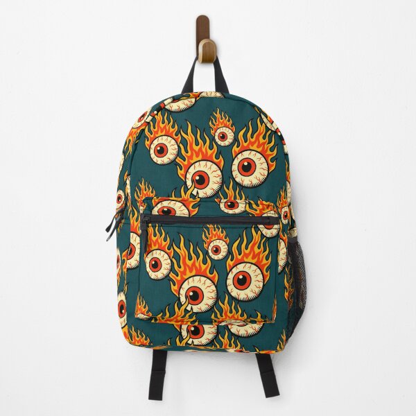 Item preview, Flaming Eyeball Pattern Retro Horror Deep Teal designed and sold by Veata.
