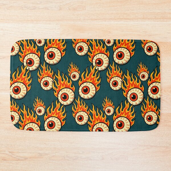Item preview, Flaming Eyeball Pattern Retro Horror  Deep Teal designed and sold by Veata.
