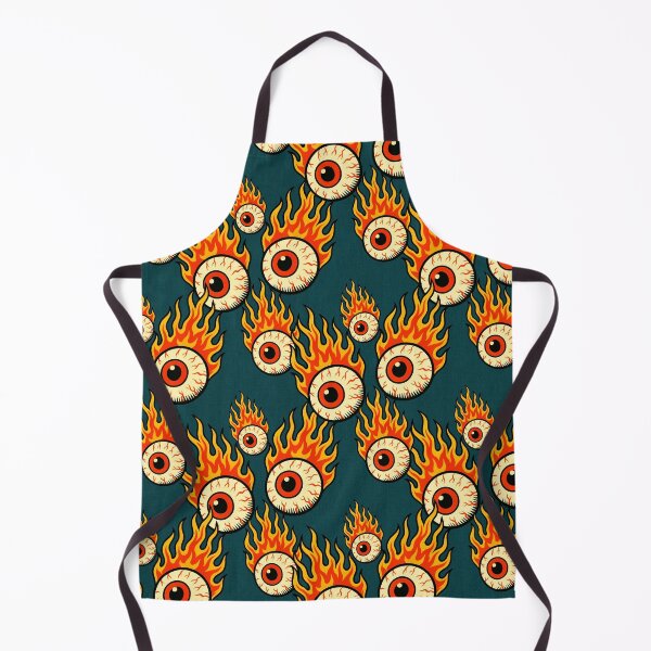 Item preview, Flaming Eyeball Pattern Retro Horror  Deep Teal designed and sold by Veata.