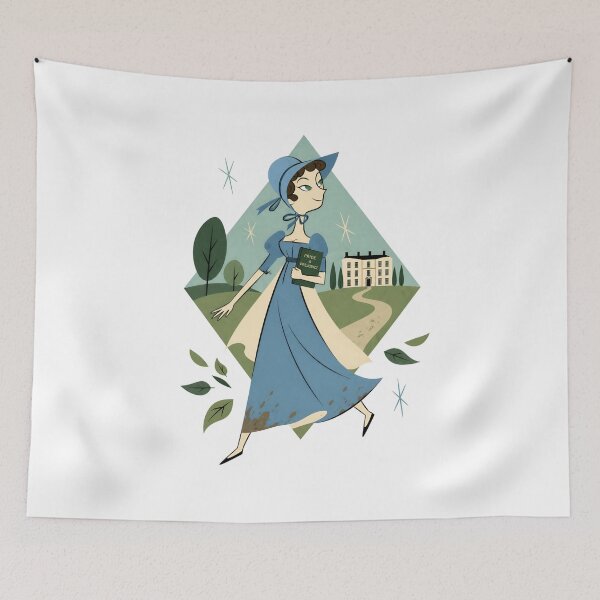 Item preview, Pride and Prejudice Blue Regency Lady Book Lover designed and sold by Fenay Designs.