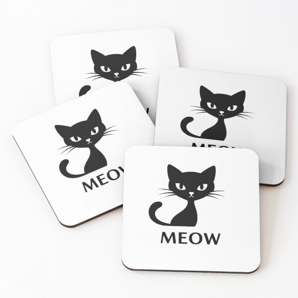 Item preview, MEOW Black Cat Silhouette Outline Art designed and sold by Owcomm.