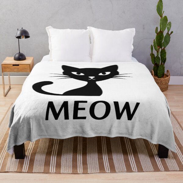 Item preview, MEOW Black Cat Silhouette Outline Art designed and sold by Owcomm.