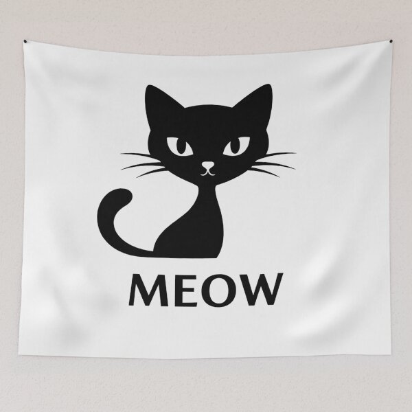 Item preview, MEOW Black Cat Silhouette Outline Art designed and sold by Owcomm.