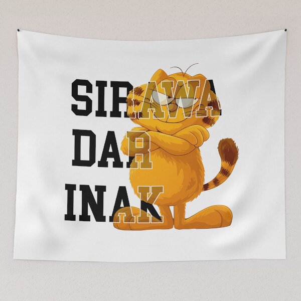 Item preview, Funny Orange Cat Sirwa Dar Inak Varsity Style Humorous Design designed and sold by DesignArtist.ia.