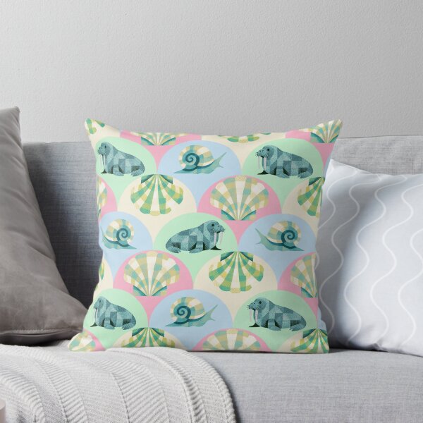 Item preview, Geometric Walrus & Sea Snail Pattern in Retro Pastels designed and sold by Veata.