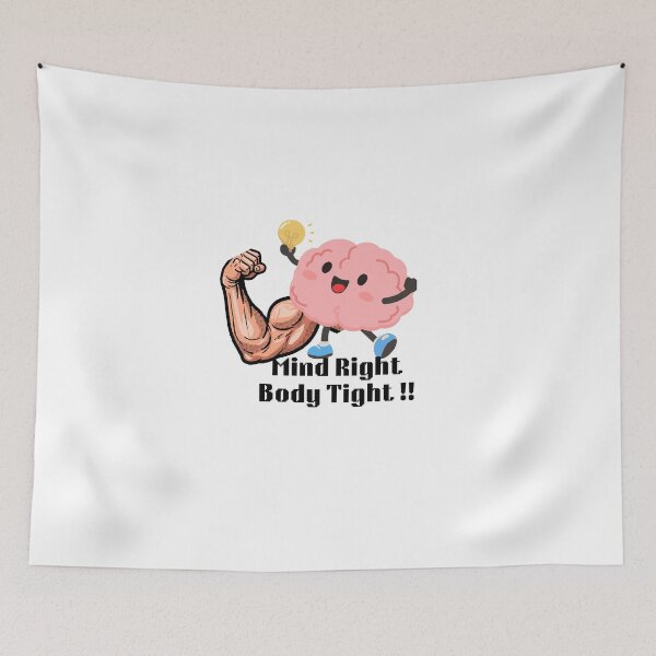 Item preview, Mind Right Body Tight Funny Fitness Shirt Brain Muscle Motivation Gym Workout Design designed and sold by Palette-Vibes.