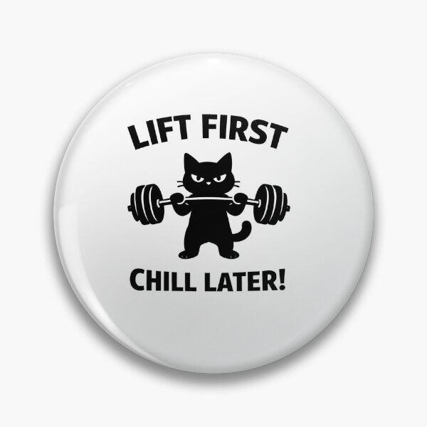 Item preview, Lift First Chill Later Funny Lifting Cat Barbell designed and sold by Owcomm.