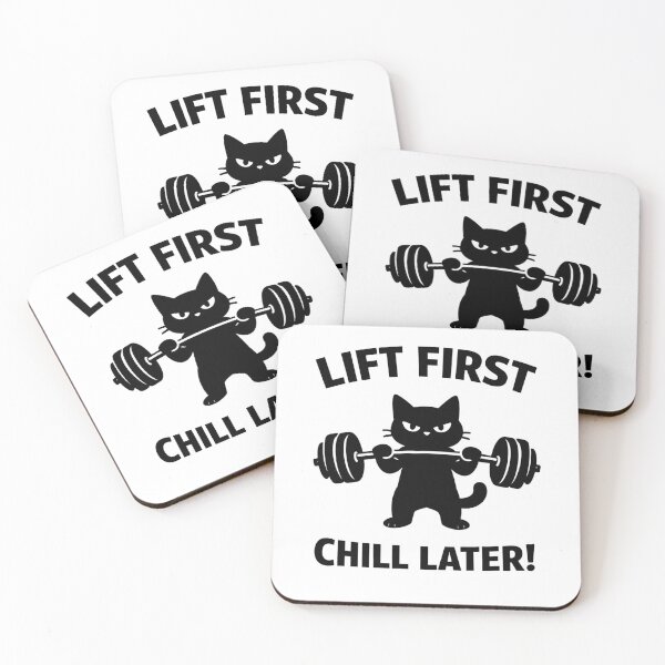 Item preview, Lift First Chill Later Funny Lifting Cat Barbell designed and sold by Owcomm.