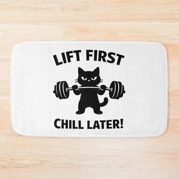Item preview, Lift First Chill Later Funny Lifting Cat Barbell designed and sold by Owcomm.