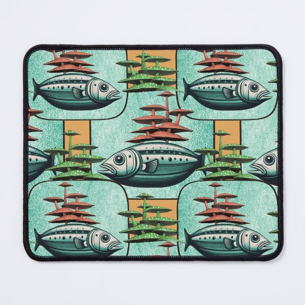 Item preview, Retro Futuristic Fish Pattern Mid-Century Sci-Fi Underwater Design designed and sold by Veata.