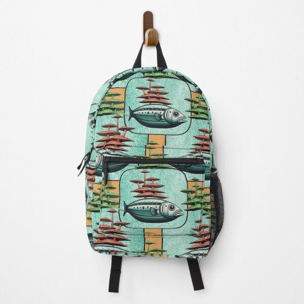 Item preview, Retro Futuristic Fish Pattern Mid-Century Sci-Fi Underwater Design designed and sold by Veata.
