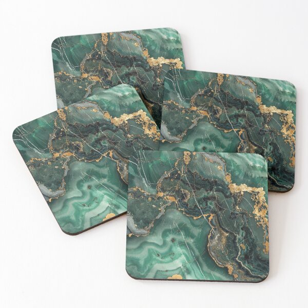 Item preview, Abstract emerald green gold marble design, luxurious mineral structure designed and sold by CosmicGlyph.