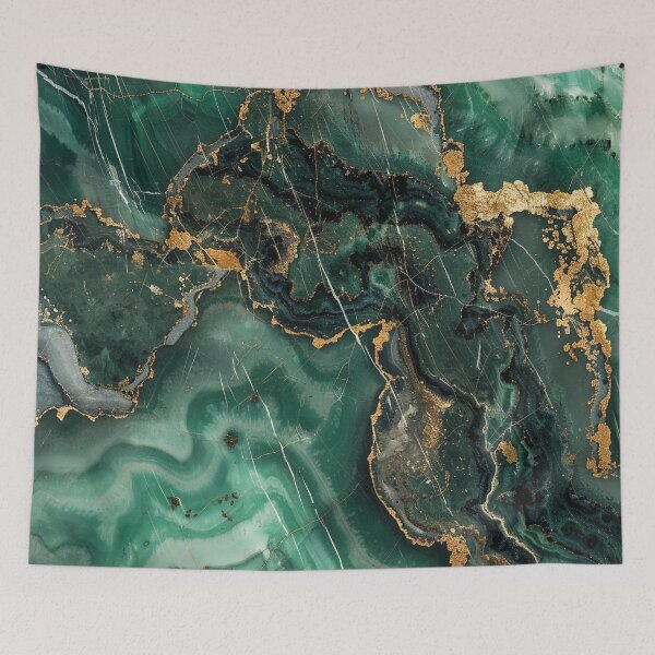 Item preview, Abstract emerald green gold marble design, luxurious mineral structure designed and sold by CosmicGlyph.