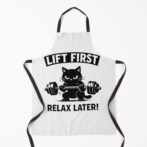 Item preview, Lift First Relax Later Funny Black Cat Bodybuilding Gym Gift designed and sold by Owcomm.