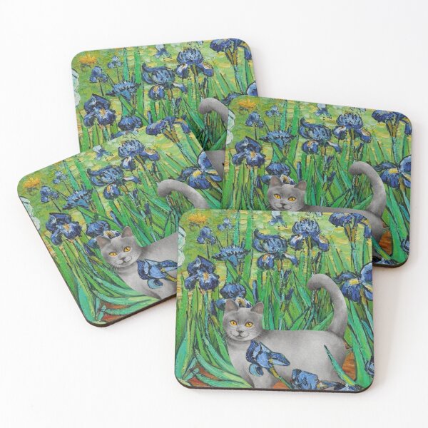 Item preview, Impressionist Cat Garden Irises Poster designed and sold by postur.