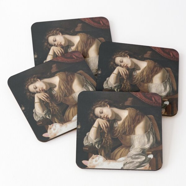 Item preview, Melancholic Cat Lap Classical Painting Poster designed and sold by postur.