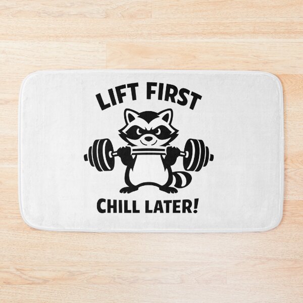 Item preview, Lift First Chill Later Funny Weightlifting Raccoon designed and sold by Owcomm.